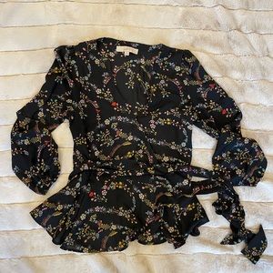 Loft floral wrap blouse size S